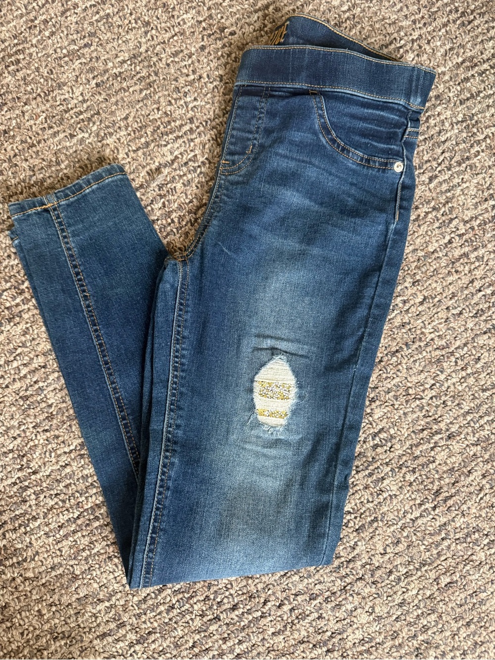 Justice Dark Blue Skinny Jeans with Glitter Patch